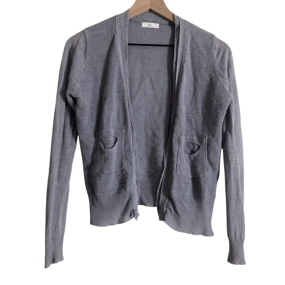 Mirui Korean KFashion Aesthetic Purple Ribbed Knit Pocket Cardigan Sweater